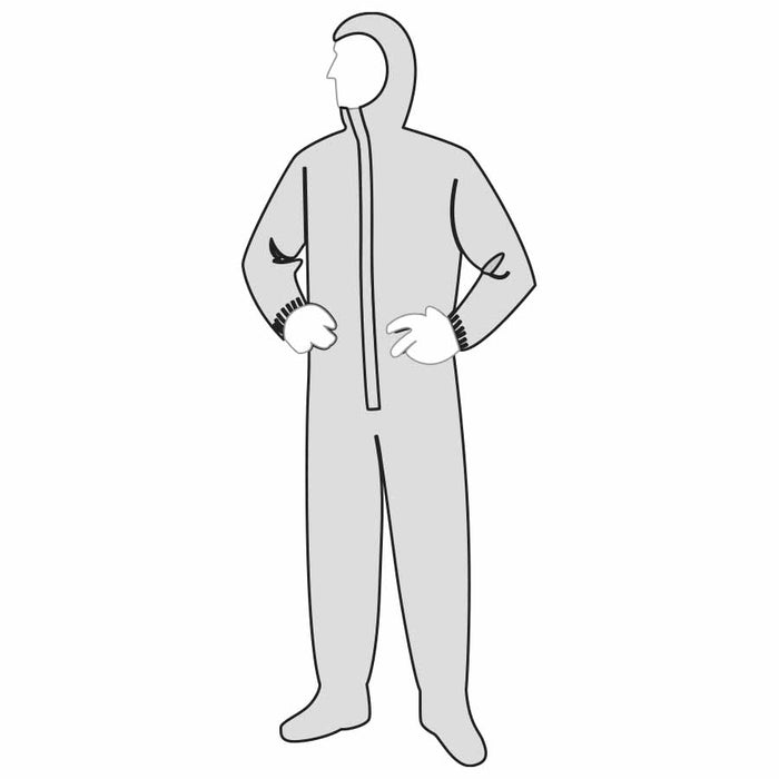 PermaGard Dispoable Coverall with Zipper Front, Elastic Wrists and Ankles, Hood & Boots, 18122 (Case of 25 Suits)
