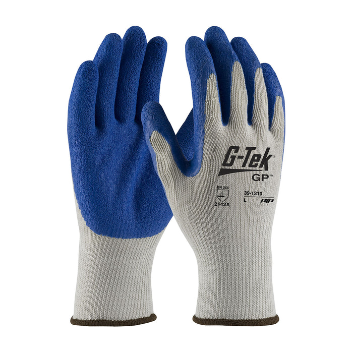 G-Tek Economy 10g Gray Polyester Shell, Blue Latex Crinkle Grip (12 pair)