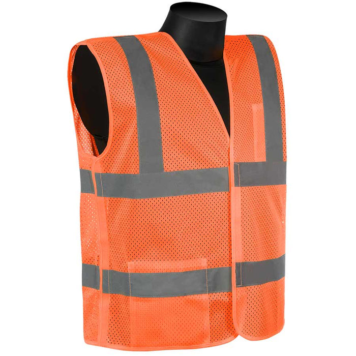 Class 2 All Mesh, 5-Point Break-Away Safety Vest, Hi Vis Orange