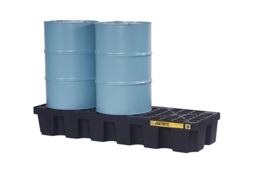 3 Drum Plastic Pallet, In-line, without Drain, EcoPolyBlend, Black - 28627