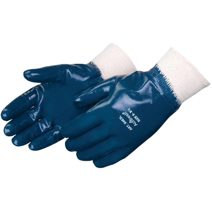 Smooth Finish Blue Nitrile Glove with Knit Wrist, 9463 (12 Pair)