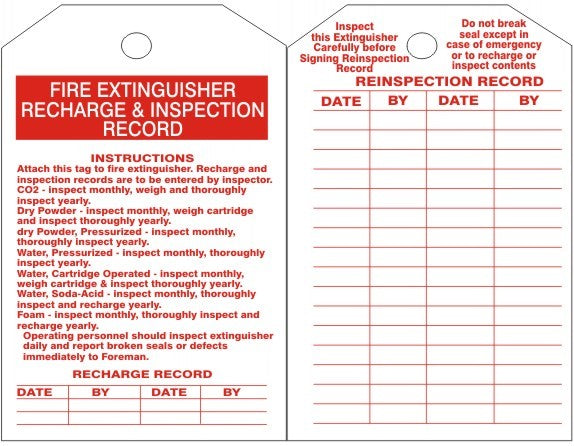 Fire Extinguisher Tags – Weatherproof, 25/Pack