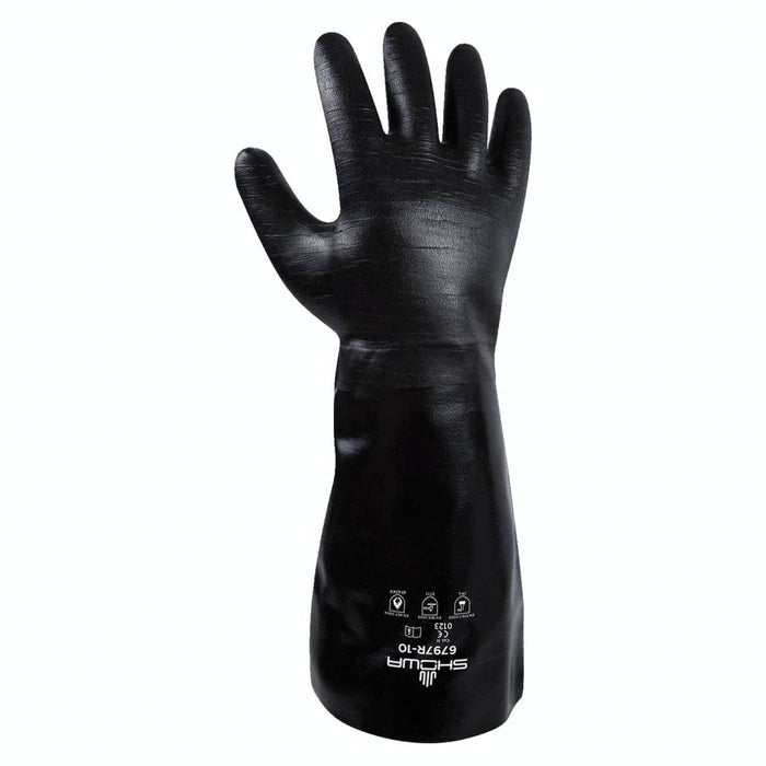Showa 6797R Neoprene Coated, Rough Grip, Chemical Resistant Glove, Size 10 - Large, 18" Length, 1 Pair