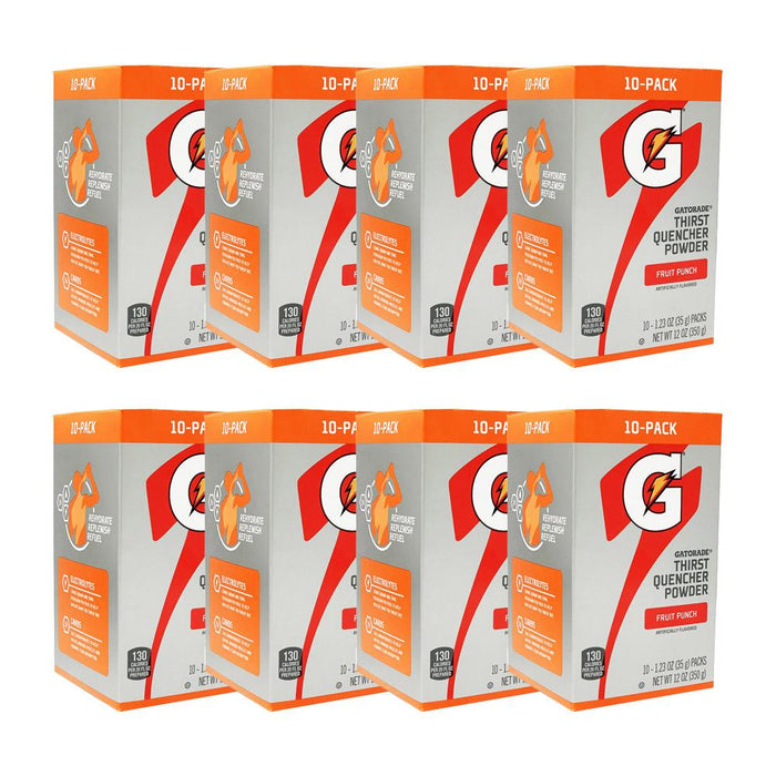 Gatorade 1.23 oz Powder Sticks (Each pack mixes with 20 fluid oz of water) 8 Boxes / 1 Case (80 Count/Sticks)