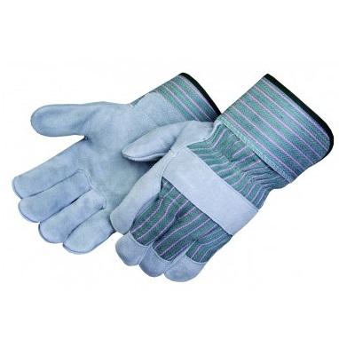 Regular Shoulder Split Leather Palm Glove with Green Fabric Back, Large, 3260Q/G