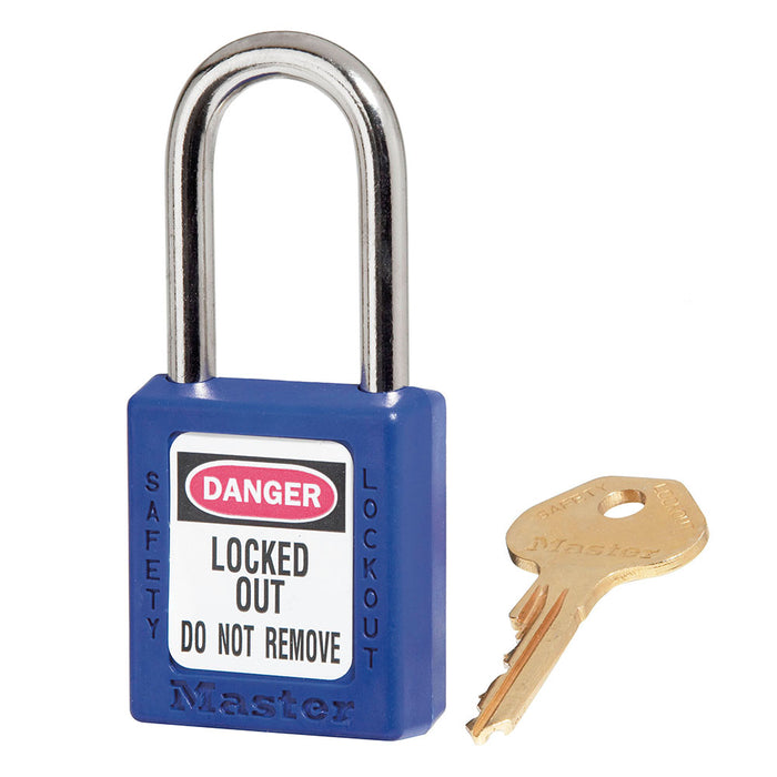 410 Master Lock, Thermoplastic Safety Padlock, Keyed Different, 1 Each