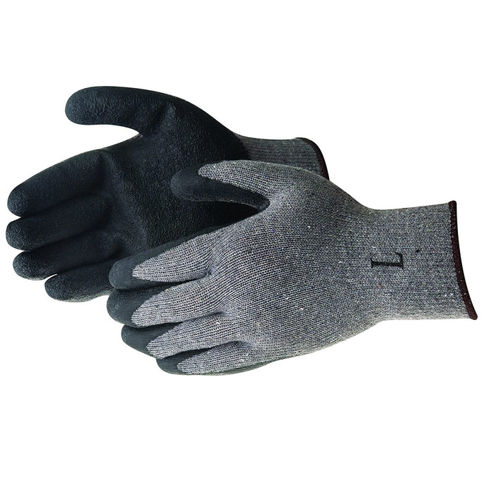 TUFF MASTER Textured Black Latex Coated Cotton/Poly String Knit Glove, Black/Gray, 4729SP