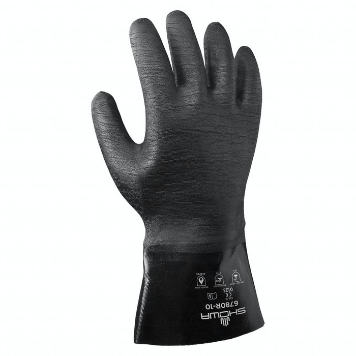 Showa 6780R Neoprene Coated, Rought Grip, Chemical Resistant Glove, Size 10 - Large, 12" Length, 1 Pair