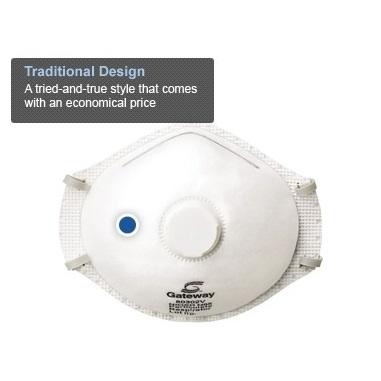 Gateway Safety TruAir Vented N95 Particulate Respirator Mask, 10/Box with Valve, 80302V