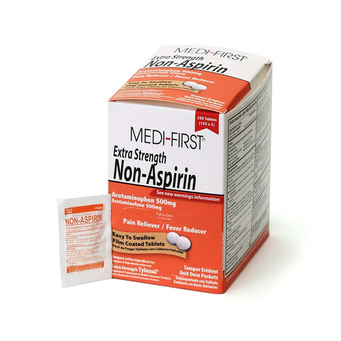 Medi-First Extra Strength Non-Aspirin 500mg Acetaminophen, 250 Tablets