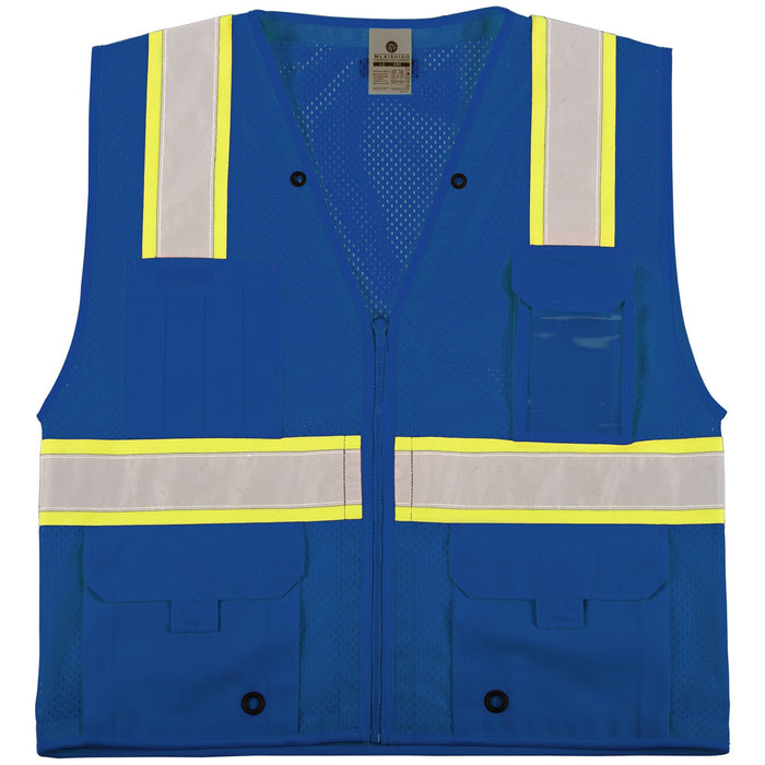 Kishigo B102 Enhanced Visibility Multi Pocket Mesh Vest - Blue