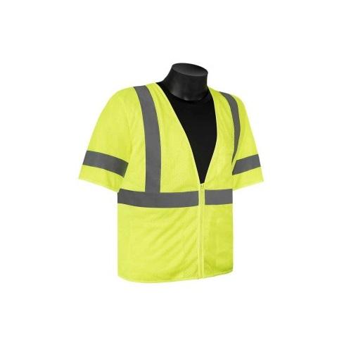 Hi-Vis Lime Class 3 Safety Vest with Sleeves, Mesh with Silver Stripes and Multi-Pockets