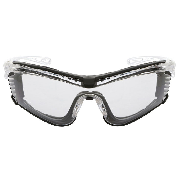 MCR Checklite CL5 Safety Glasses with Clear MAX6 Premium Anti-Fog Lens, Removable Closed Cell Foam Gasket, Earplug Retaining Technology