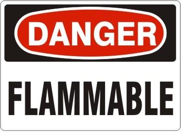 "DANGER FLAMMABLE" - Safety Sign, Rigid Plastic, 10"x14"
