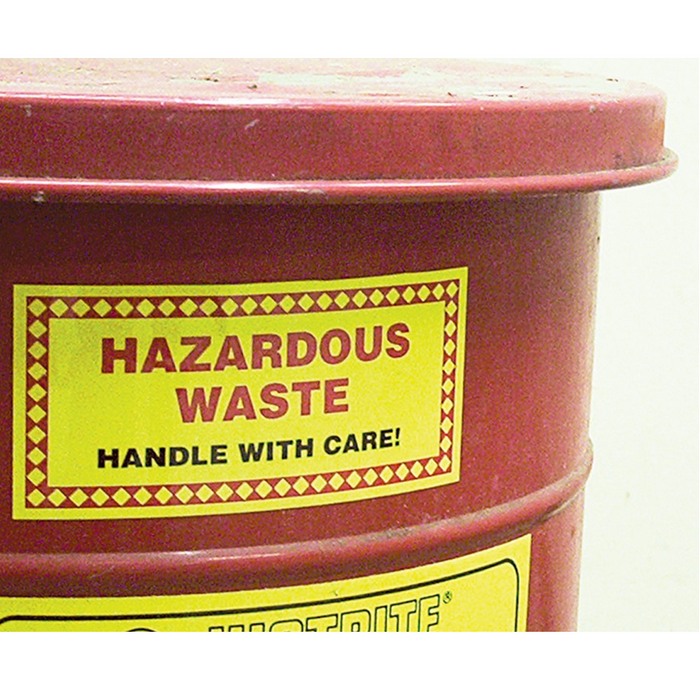 "HAZARDOUS WASTE" Label, Adhesive Coated Paper, 6"x6" (250 Labels per Roll)