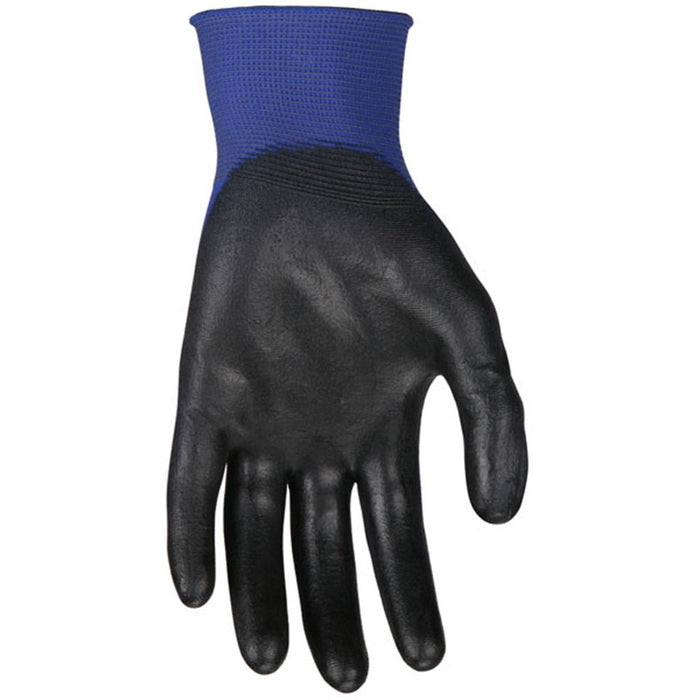 Ninja Lite Work Gloves, 18 Gauge Blue Nylon Shell, Polyurethane Coated Palm and Fingertips