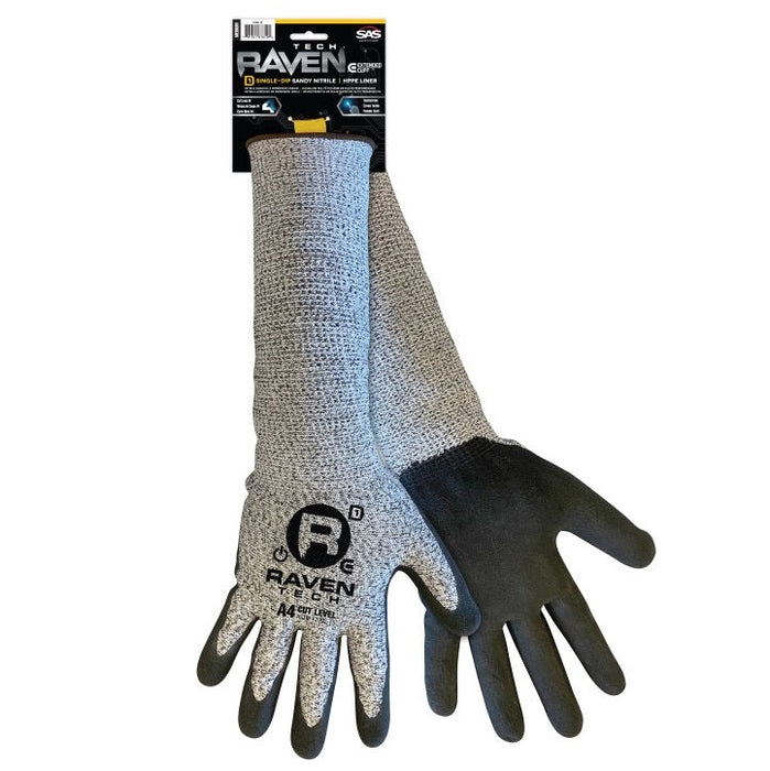 Raven Tech Extended Cuff A4 Cut Resistant Glove with Sandy Finish Nitrile Dip Palm, 1 Pair