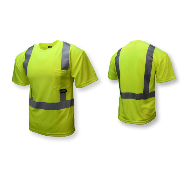 Radians ST11 Class 2 High Visibility Lime / Green Safety T-Shirt with Max-Dri Moisture Wicking Birdseye Mesh