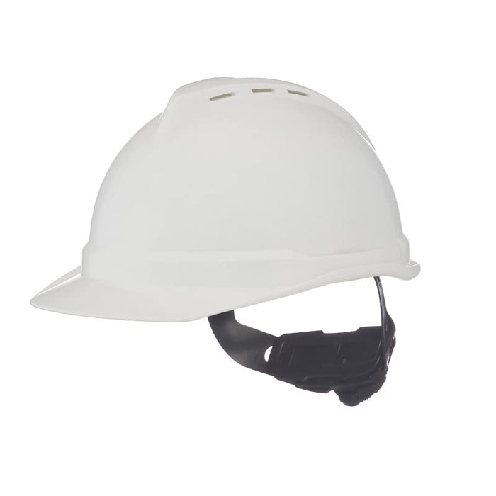 MSA V-Gard 500 Cap Style Hard Hat, White Vented, 6-Point Fas-Trac III Suspension