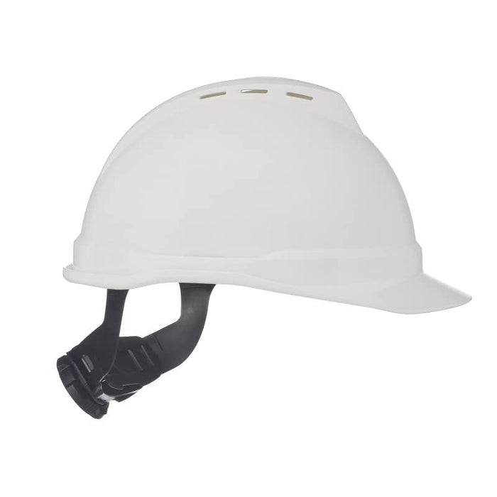 MSA V-Gard 500 Cap Style Hard Hat, White Vented, 6-Point Fas-Trac III Suspension