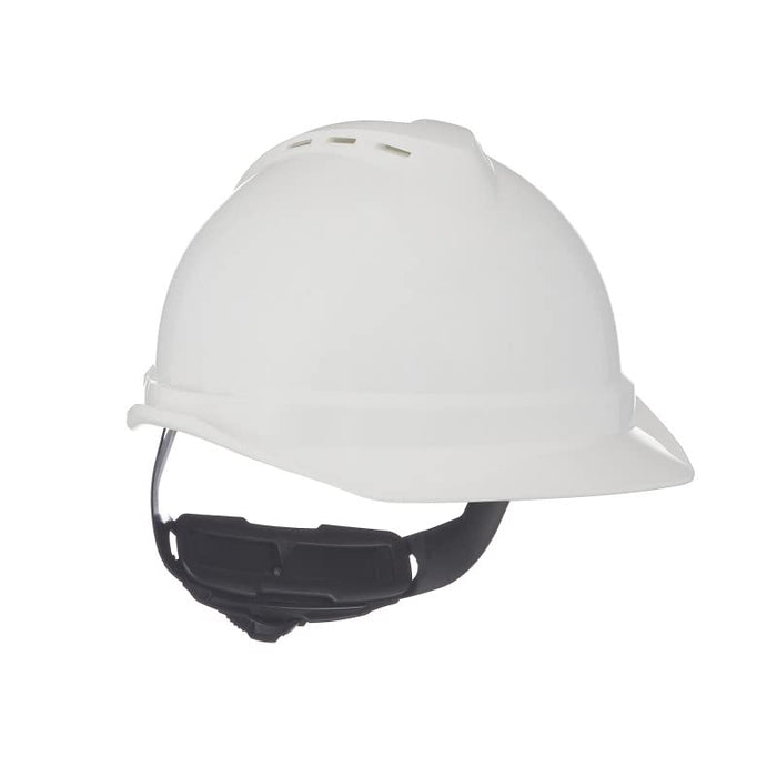 MSA V-Gard 500 Cap Style Hard Hat, White Vented, 6-Point Fas-Trac III Suspension