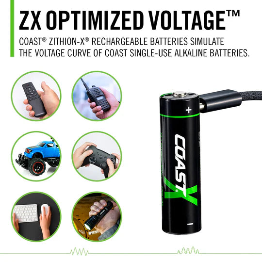 COAST 31007 - ZXAAZITHION-X AA Rechargeable Batteries (Pack of 4 COAST 31007 - ZXAAZITHION-X AA Rechargeable Batteries (Pack of 4