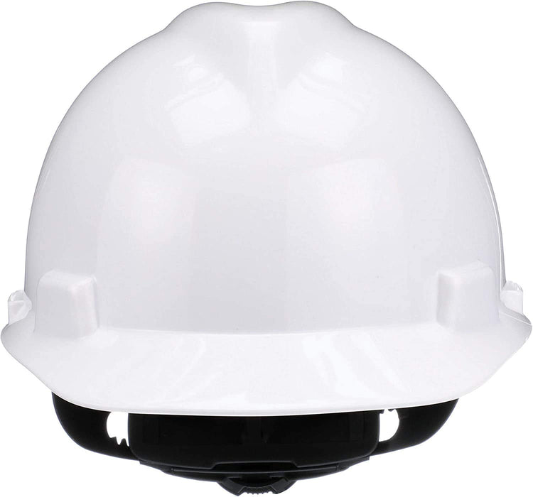 MSA V-Gard Slotted Cap Style Hard Hat, White, W/Fas-Trac III Suspension