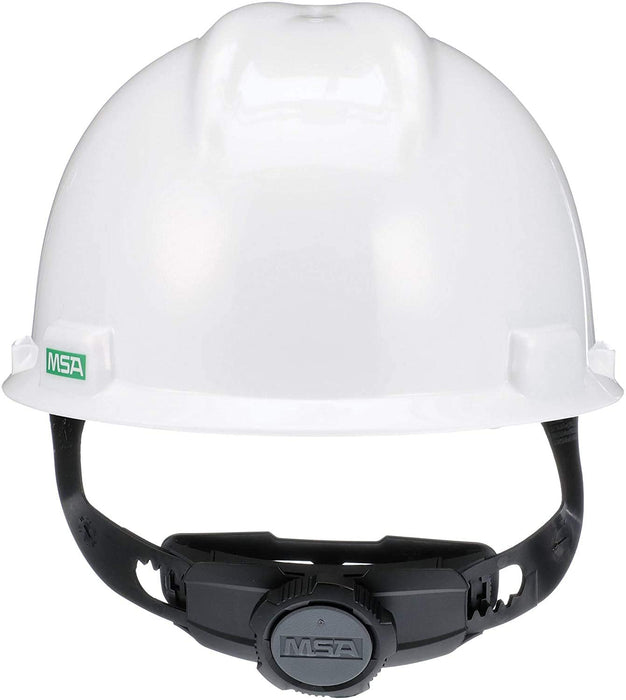 MSA V-Gard Slotted Cap Style Hard Hat, White, W/Fas-Trac III Suspension