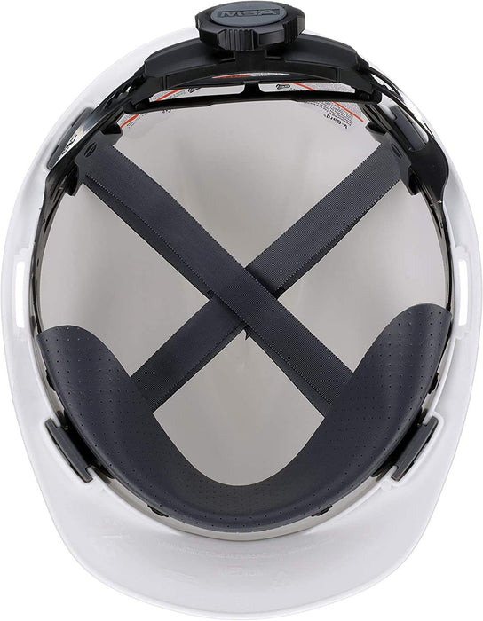 MSA V-Gard Slotted Cap Style Hard Hat, White, W/Fas-Trac III Suspension