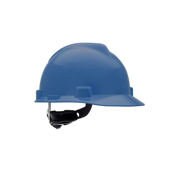 MSA V-Gard Slotted Cap Style Hard Hat, Blue, W/Fas-Trac III Suspension