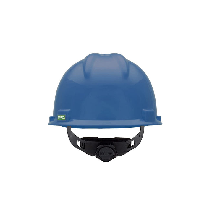 MSA V-Gard Slotted Cap Style Hard Hat, Blue, W/Fas-Trac III Suspension