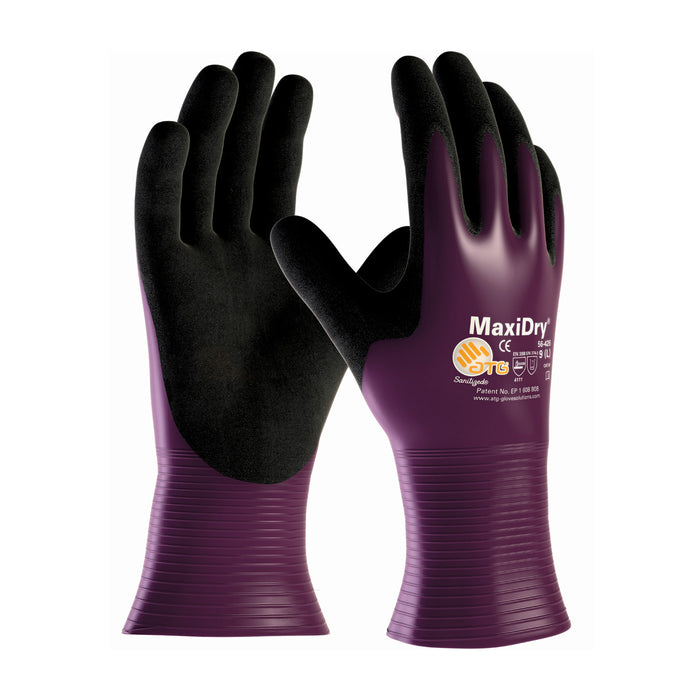 MaxiDry By ATG, Drivers Style, Purple/Black Nitrile Non-slip Concrete Curing Glove (12 Pairs)