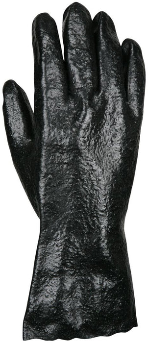 PVC Coated Work Gloves, 12-Inch Length, Single Dipped with Rough Black PVC, Soft Interlock Lining (1 Dozen)