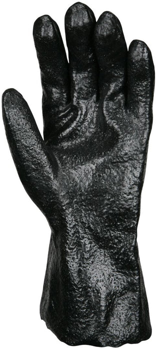 PVC Coated Work Gloves, 12-Inch Length, Single Dipped with Rough Black PVC, Soft Interlock Lining (1 Dozen)