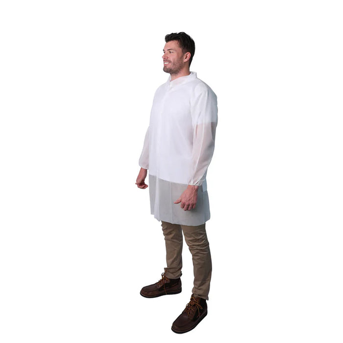 VGuard White Medium Weight Polypropylene Lab Coat (Case of 30)