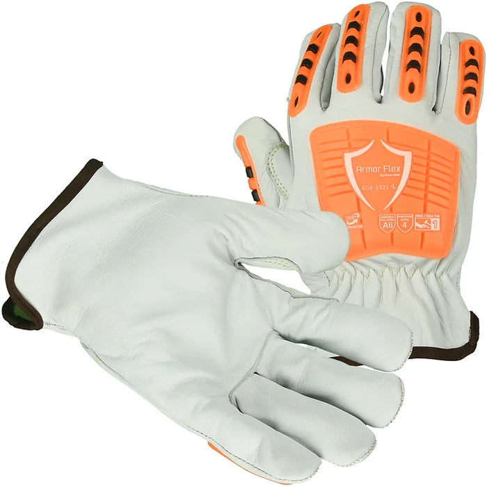 ANSI A6 Cut Resistant, Para Aramid Lined, Premium Goatskin Leather Impact Glove, EG6-2521 (1 Pair)