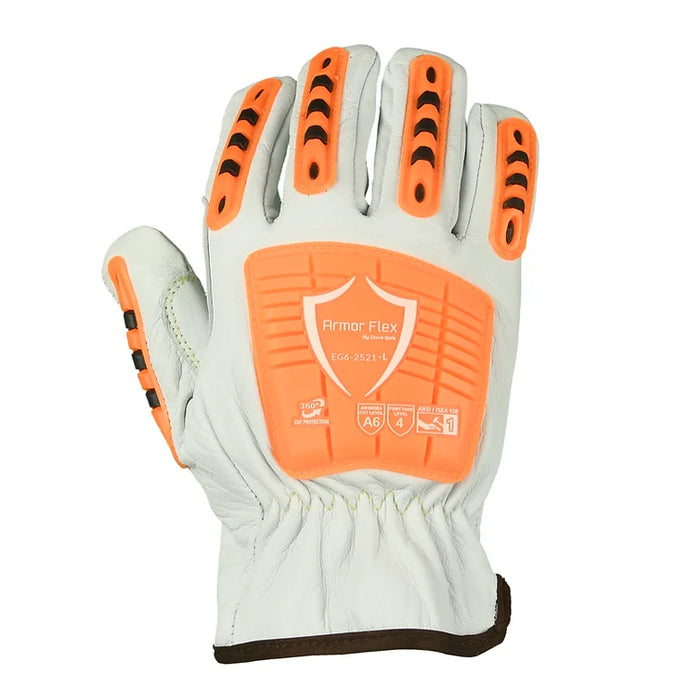 ANSI A6 Cut Resistant, Para Aramid Lined, Premium Goatskin Leather Impact Glove, EG6-2521 (1 Pair)