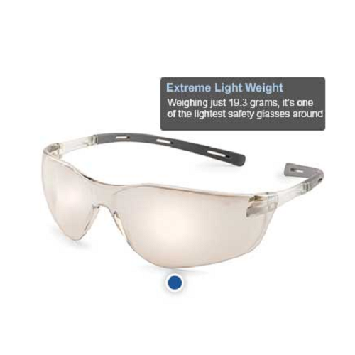 Ellipse Extreme Lightweight Safety Glasses with Soft Rubber Temples, Gray Lens, 1 Pair