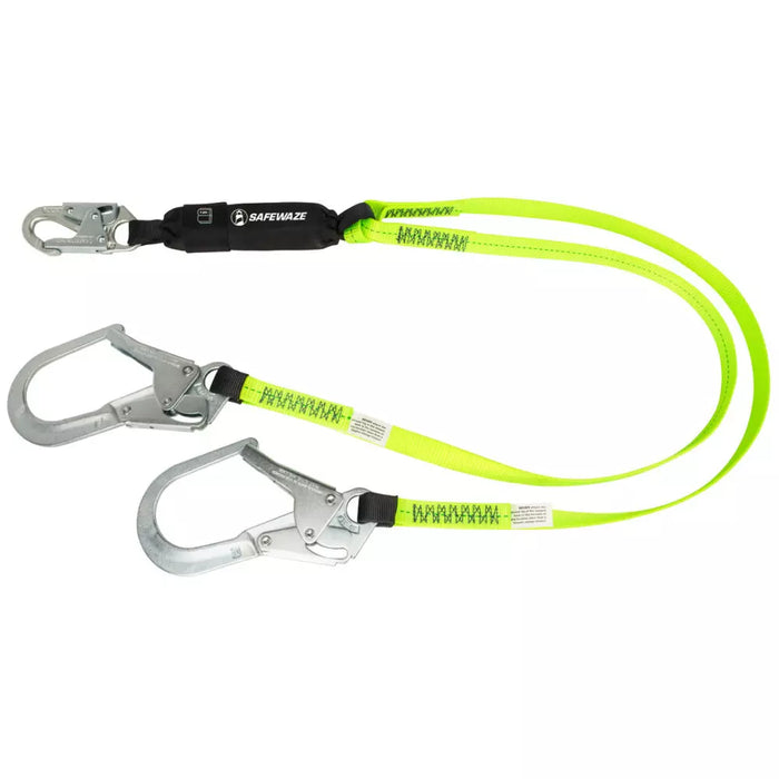 PRO 6' Energy Absorbing Lanyard: Dual Leg, Rebar Hook