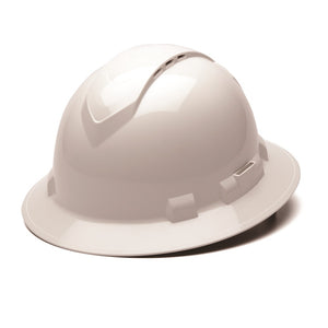 Ridgeline Full Brim Vented Hard Hat with 4-Point Ratchet Suspension, White HP54110V