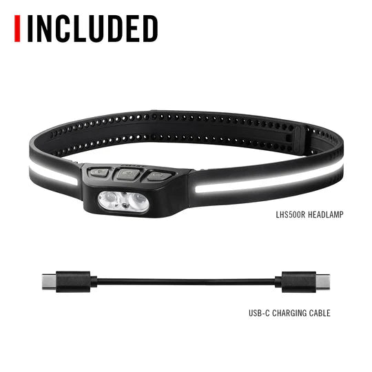 CST LHS500R - 500 Lumen Waterproof Rechargable LED Headlamp, 360 Degree Safety Lighting (SOLD IN PACKS OF 6)