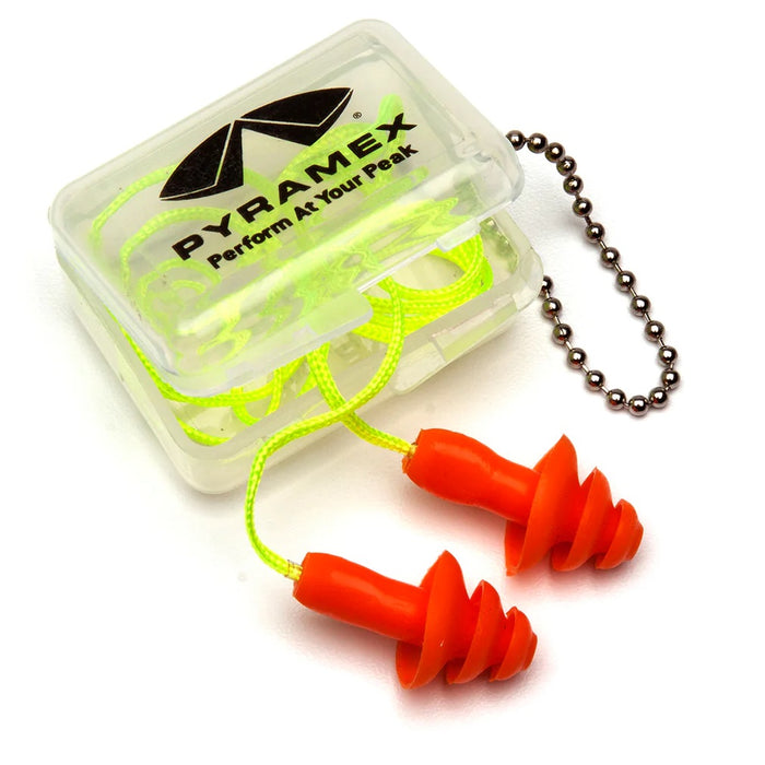 Pyramex PYRP3001 Three Flange Reusable Corded Earplugs with Case (1 Pair)
