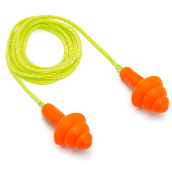 Pyramex PYRP3001 Three Flange Reusable Corded Earplugs with Case (1 Pair)