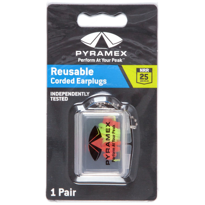 Pyramex PYRP3001 Three Flange Reusable Corded Earplugs with Case (1 Pair)