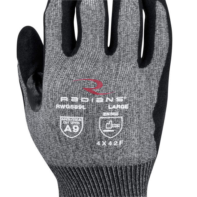 Radians RWG589 Sandy Foam Nitrile A9 HPPE Cut Glove