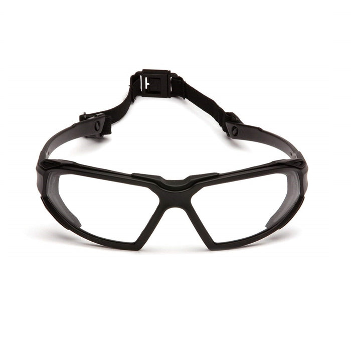 Pyramex Highlander Safety Glasses with Vented Foam Padding, Black Frame/Clear Anti-Fog Lens, SBB5010DT 1/Pair