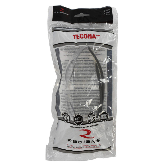 Radians Tecona Safety Eyewear w/ Extra-Long Rubberized Temples, Clear Anti-Fog Lens, 1 Pair