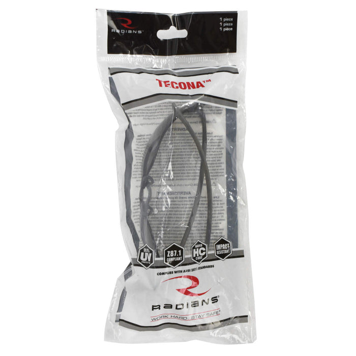 Radians Tecona Safety Eyewear w/ Extra-Long Rubberized Temples, Smoke Anti-Fog Lens, 1 Pair