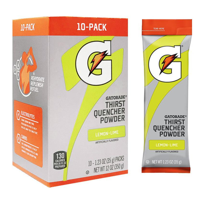 Gatorade 1.23 oz Powder Sticks (Each pack mixes with 20 fluid oz of water) 8 Boxes / 1 Case (80 Count/Sticks)