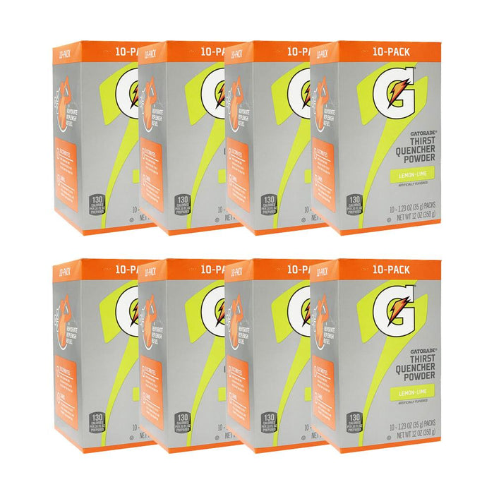 Gatorade 1.23 oz Powder Sticks (Each pack mixes with 20 fluid oz of water) 8 Boxes / 1 Case (80 Count/Sticks)